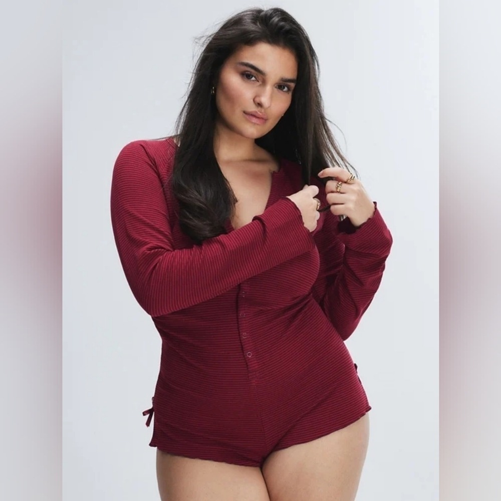 NWT Savage X Fenty‎ Midnight Cruise Romper Red Cognac/Pinot Noir Purple S H26